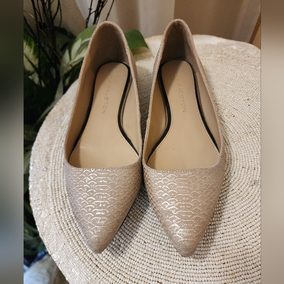 H by Halston Metallic Embossed Python Flats-Lucille (1663) Camel Sz 5.5 - Picture 2 of 8